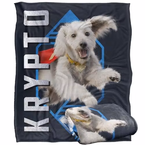 LOGOVISION Superman 2025 Krypto Diamond Silky Touch Super Soft Throw Blanket, White, W/D/H: 152 x 127 cm – 1