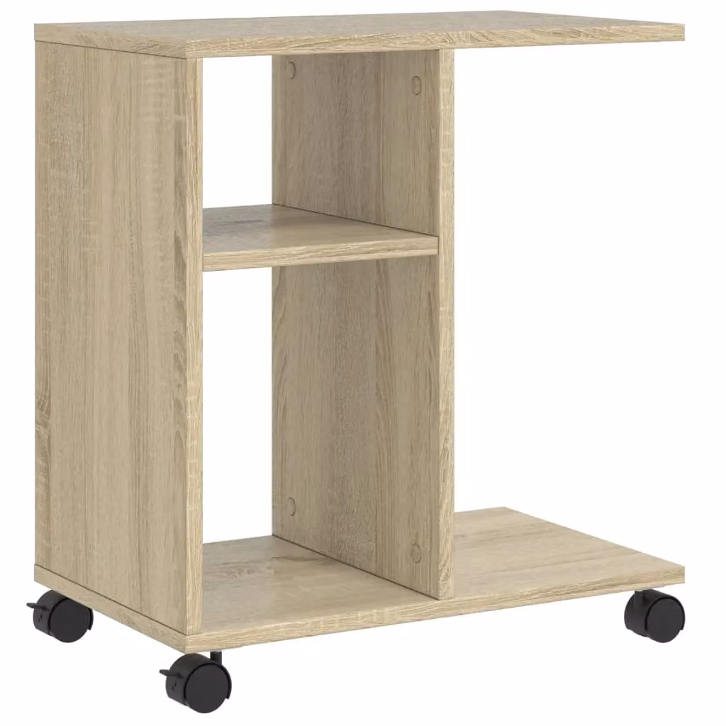 Berkfield Home Side Table with Wheels in Sonoma Oak Brown, W/D/H: 50 x 30 x 55 cm – 2