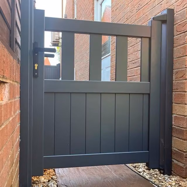 Aluminium Partial Privacy Swing Pedestrian Gate in Anthracite Grey, Width: 100 cm