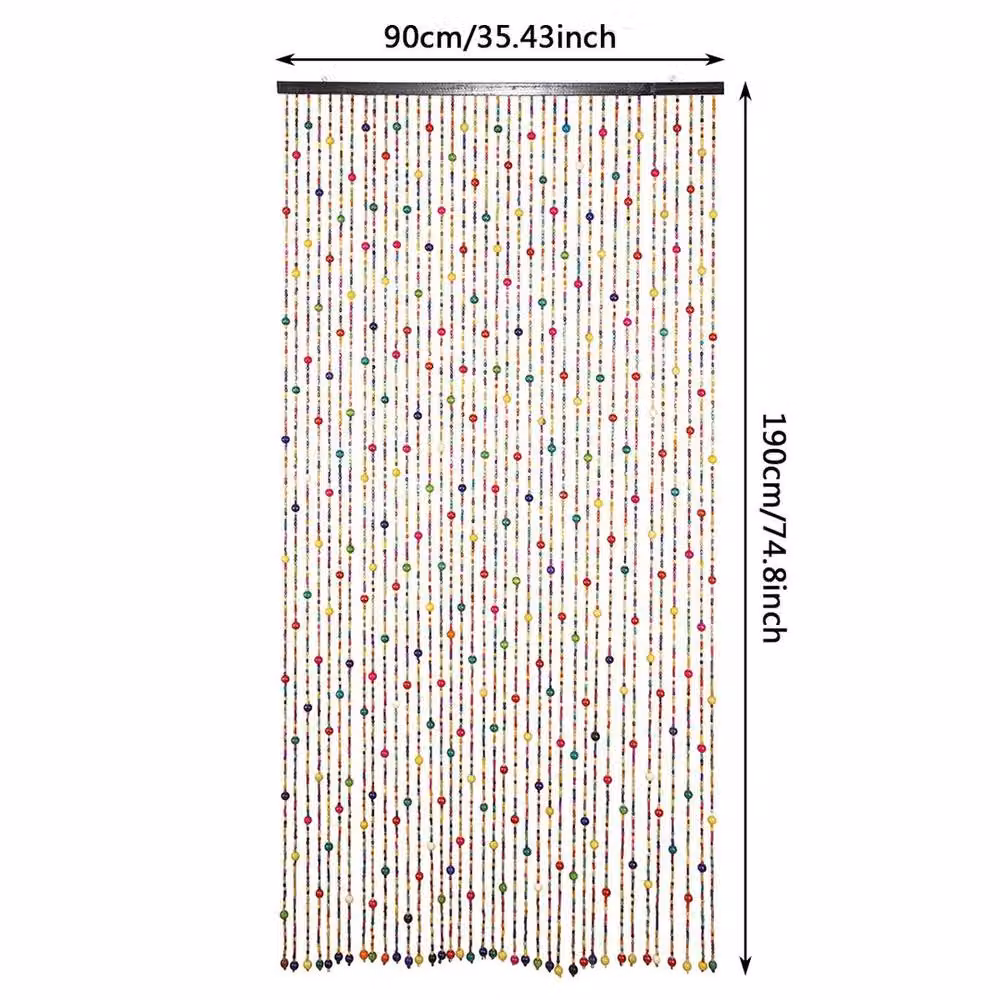 FLAVORA Multicolour Wooden Beaded Bamboo Door Curtain W/H: 90 x 190 cm – 2