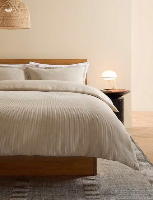 MADE Pure Cotton Waffle Bedding Set with Pillowcase, Oatmeal/Beige, 200 x 200 cm