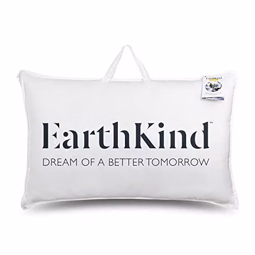 EarthKind 2 Pack White Feather and Down Pillows with Cotton Cover, Medium Support, W: 48 cm x L: 74 cm