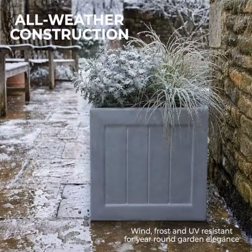 IDEALIST Large Square Planter in Grey Reinforced Stone, 45 cm – 5