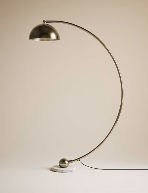 M&S Arc Curved Floor Lamp in Gold/Brass