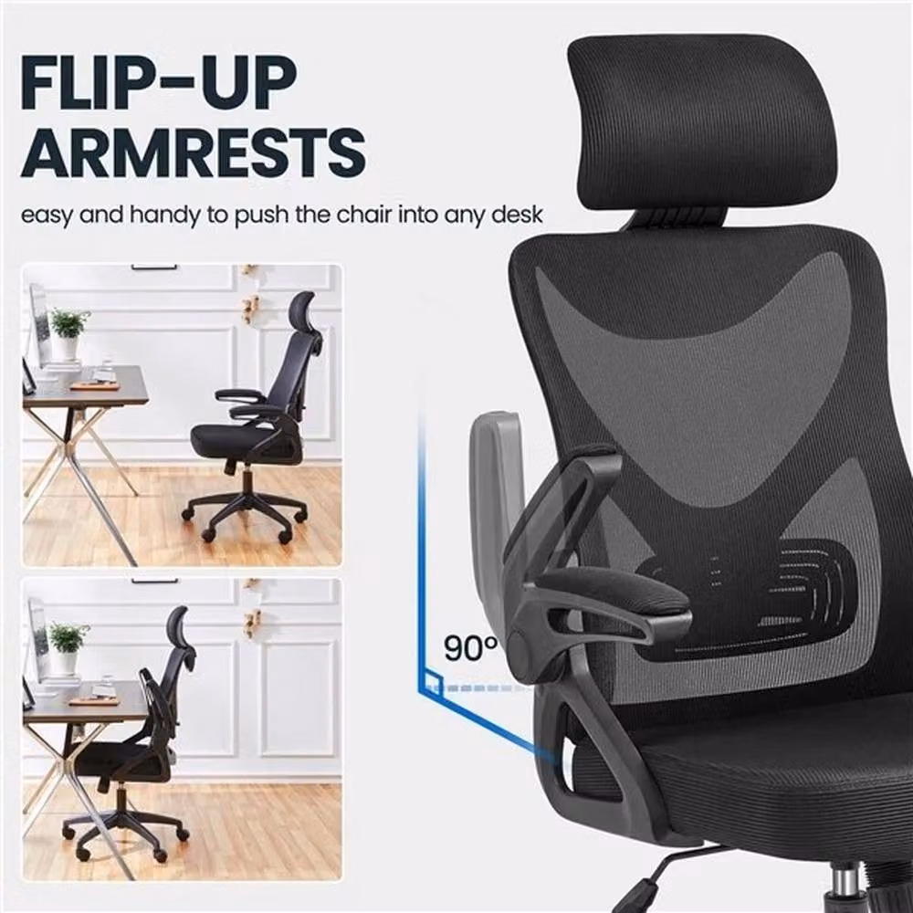Kelvenix Ergonomic High Back Mesh Office Chair in Black with Headrest and Armrests – 5