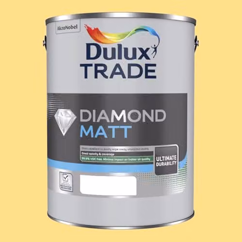 Dulux Trade Diamond Matt Water Based Paint in Lemon Pie Yellow, 5l
