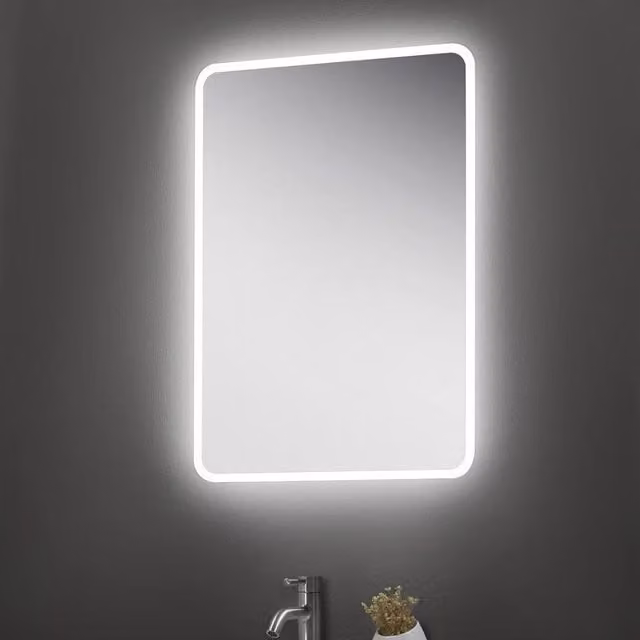 Bathroom Kingdom Angus Illuminated LED Mirror in Silver W: 80 cm, H: 60 cm