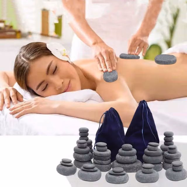 Livingandhome Basalt Stone Massage Set, Grey, 6.5kg