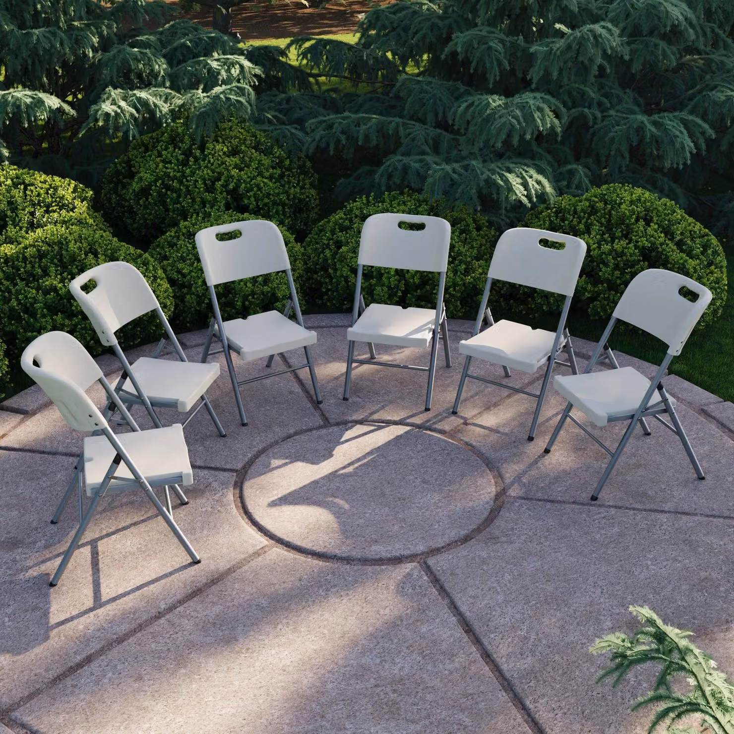 Home Discount Home Vida Set of 6 Portable Folding Chairs in White for Indoor and Outdoor Use – 3