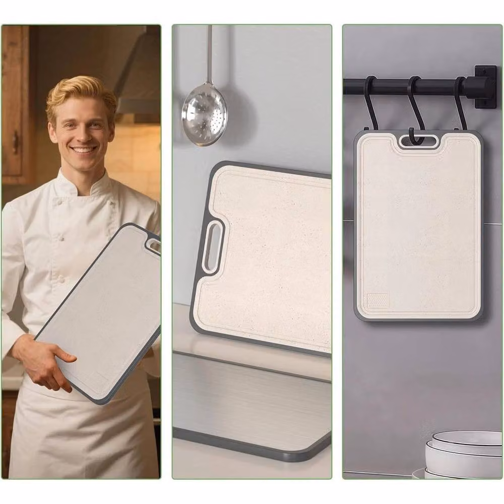 PAWNORA Reversible Double-Sided Rectangular Metal Chopping Boards in Silver – 3