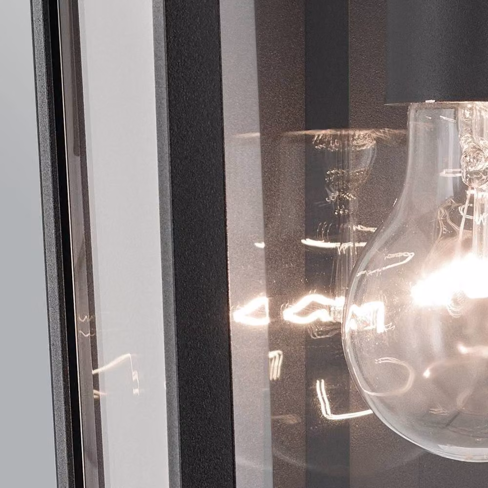Netlighting Mathus Medium Black Wall Lantern with Transparent Glass and Metal Construction, IP44 Rated for Garden Use – 4