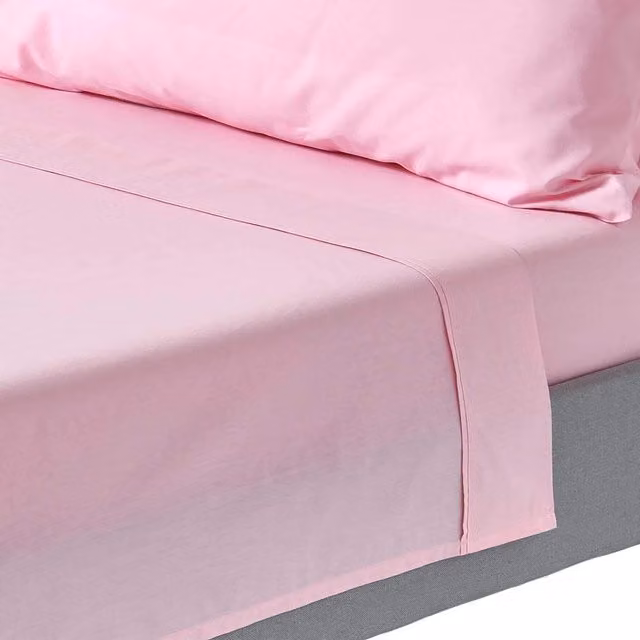 Homescapes 200 Thread Count Egyptian Cotton Percale Flat Sheet, Pink, W: 90 cm, L: 200 cm
