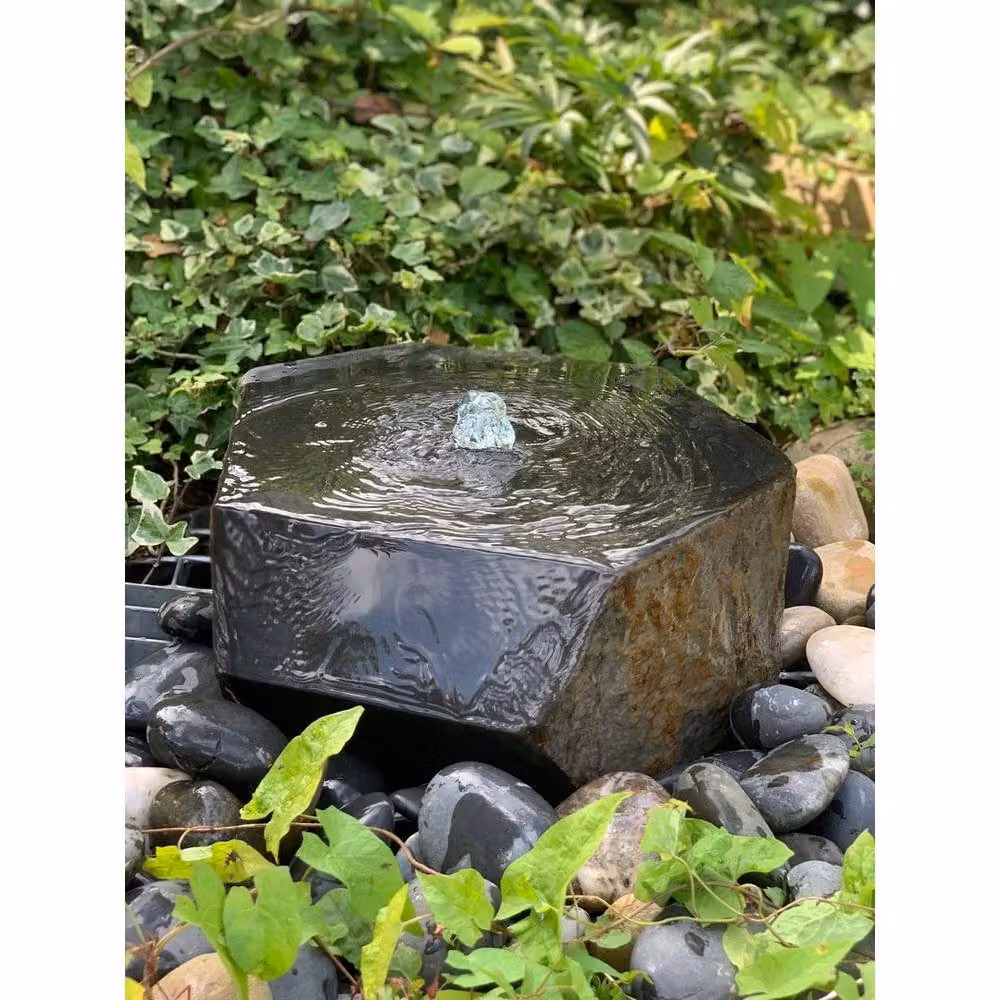 Buttercup Farm Basalt Crystal Spring Stone Water Feature in Brown with Pump and Light – 2
