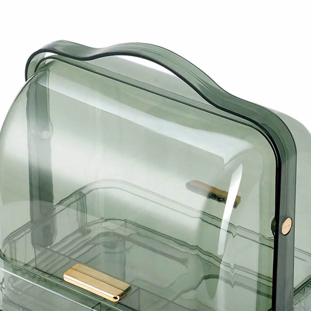 NESTLUNE Large Green Transparent Acrylic Makeup Organiser and Cosmetic Vanity Case Box – 3