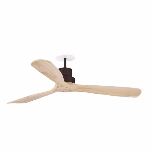 Netlighting Lantau Recessed Ceiling Fan with Brown Pine Blades, 132 cm