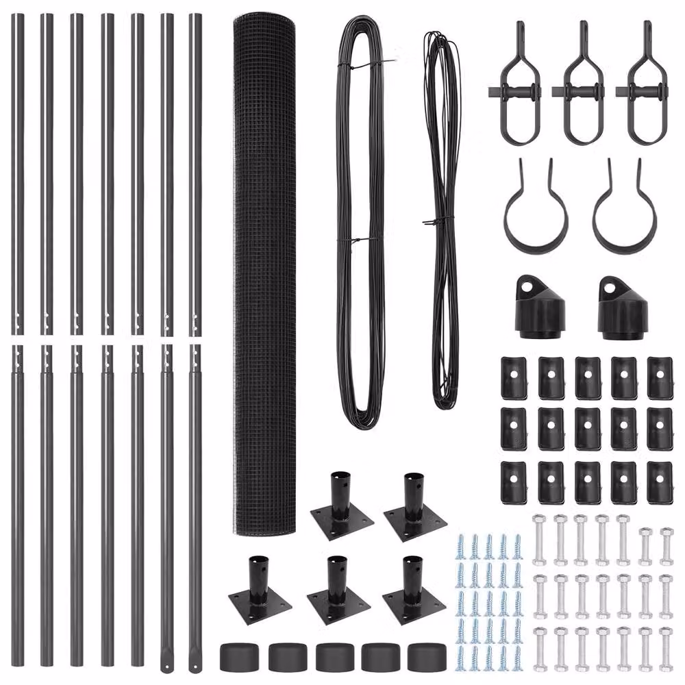 Berkfield Home Grey Steel Welded Wire Fence with 7 Flanged Posts, W: 10 m, H: 1.5 m – 4