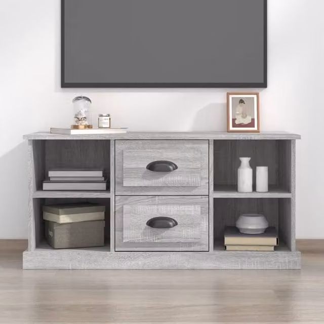 Berkfield Home Modern Grey Sonoma TV Cabinet, W/D/H: 99.5 x 35.5 x 48 cm