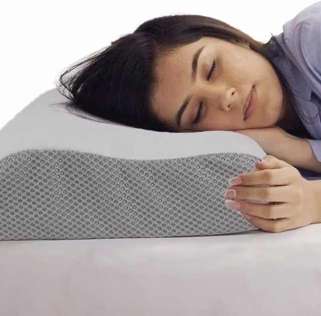 Alivio Grey Adjustable Memory Foam Neck and Spine Support Pillow with Removable Breathable Cover