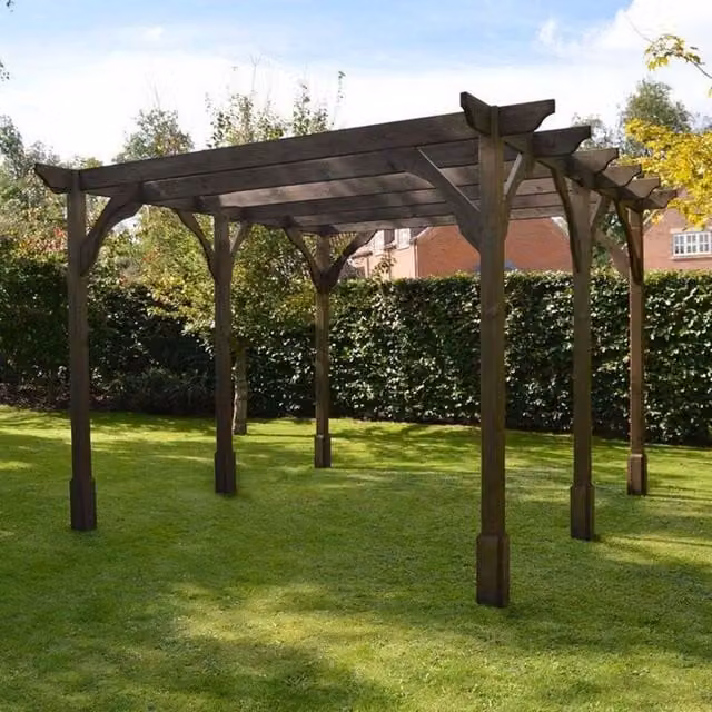 Rutland County Garden Furniture Ltd Premium Wood Pergola in Rustic Brown, W: 480 cm, D: 180 cm, H: 270 cm