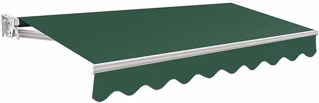 Primrose Awnings Manual Retractable Folding Arm Awning in Plain Green, W/D/H: 200 x 150 cm