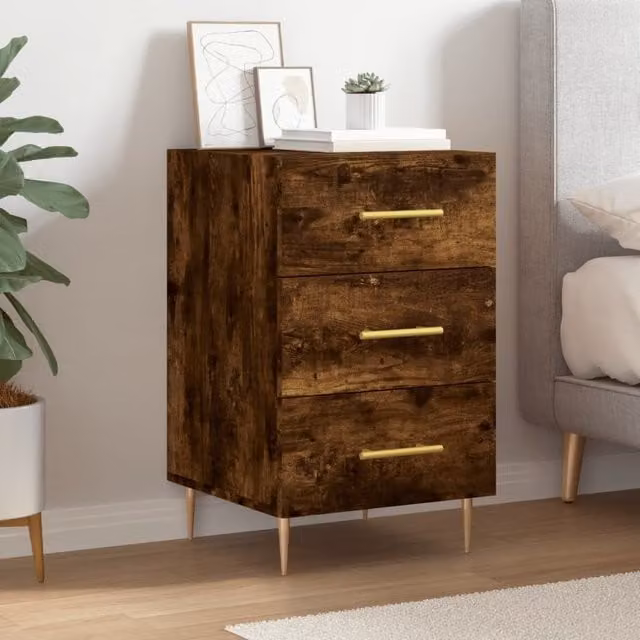 Berkfield Home Bedside Cabinet in Smoked Oak Brown, W/D/H: 40 x 40 x 66 cm – 1