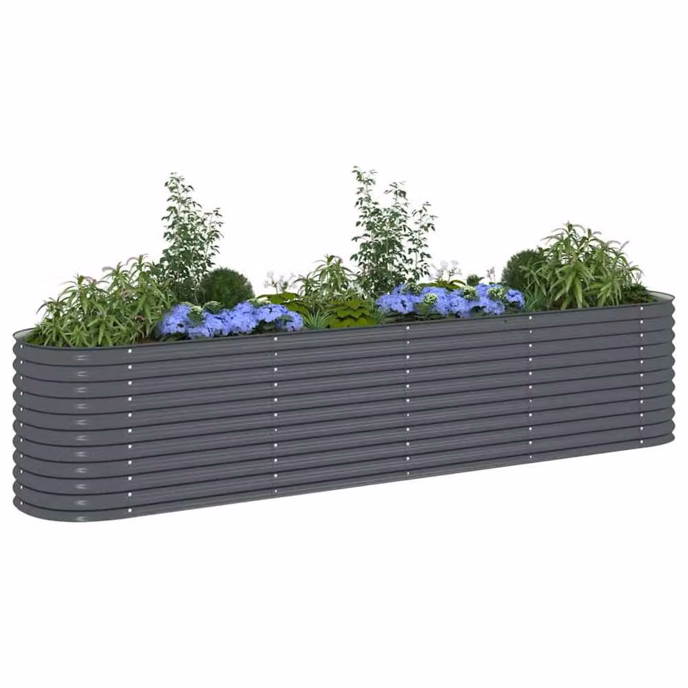 Berkfield Home Garden Galvanised Steel Raised Bed, Grey, W: 400 cm, D: 80 cm, H: 81 cm – 2