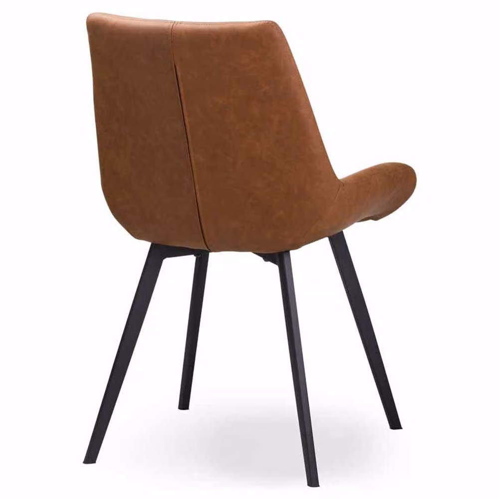 Lemon Pavilion Furniture and Decor Malmo Tan Dining Chair in Brown Faux Leather with Metal Legs, W49 x D57 x H86 cm – 2