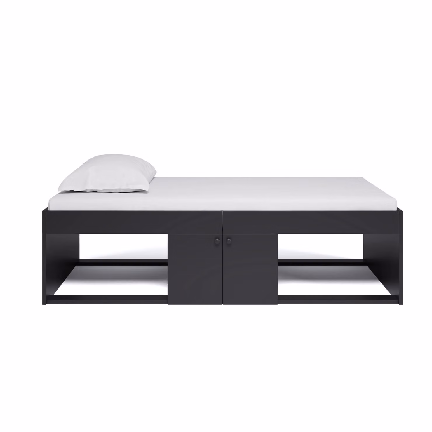 Kidsaw Mid-Height Single Cabin Bed with Side Compartments, Black, W/D/H: 90 x 190 cm – 3