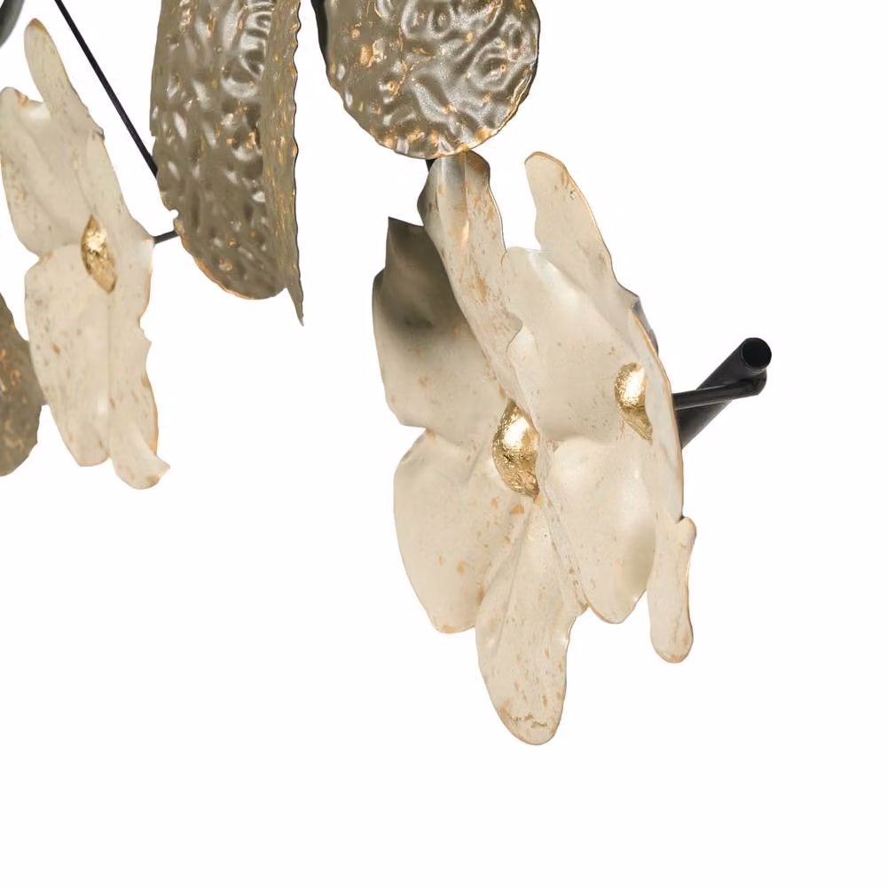 Wyld and Coco Handmade Gold and Beige Metal Floral Wall Decor – 3