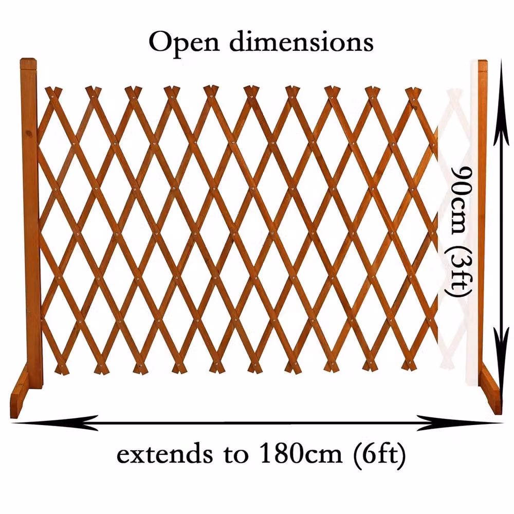 Havendro Freestanding Expanding Wooden Trellis Fence, Brown, W/H: 100 x 100 cm – 2