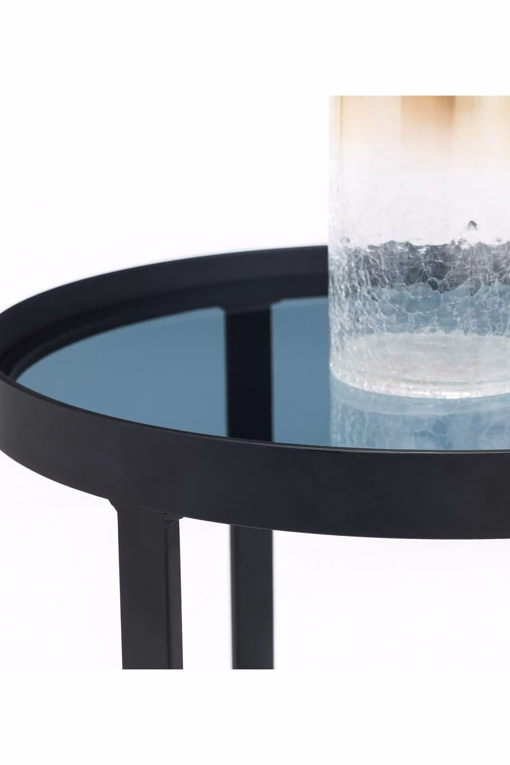 Julian Bowen Loft Round Glass Top Side Table in Black – 5