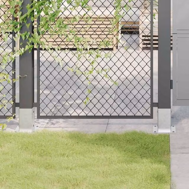 Berkfield Home Square Post Bases, 4 Pack, Silver Galvanised Steel, 81 x 81 mm – 1