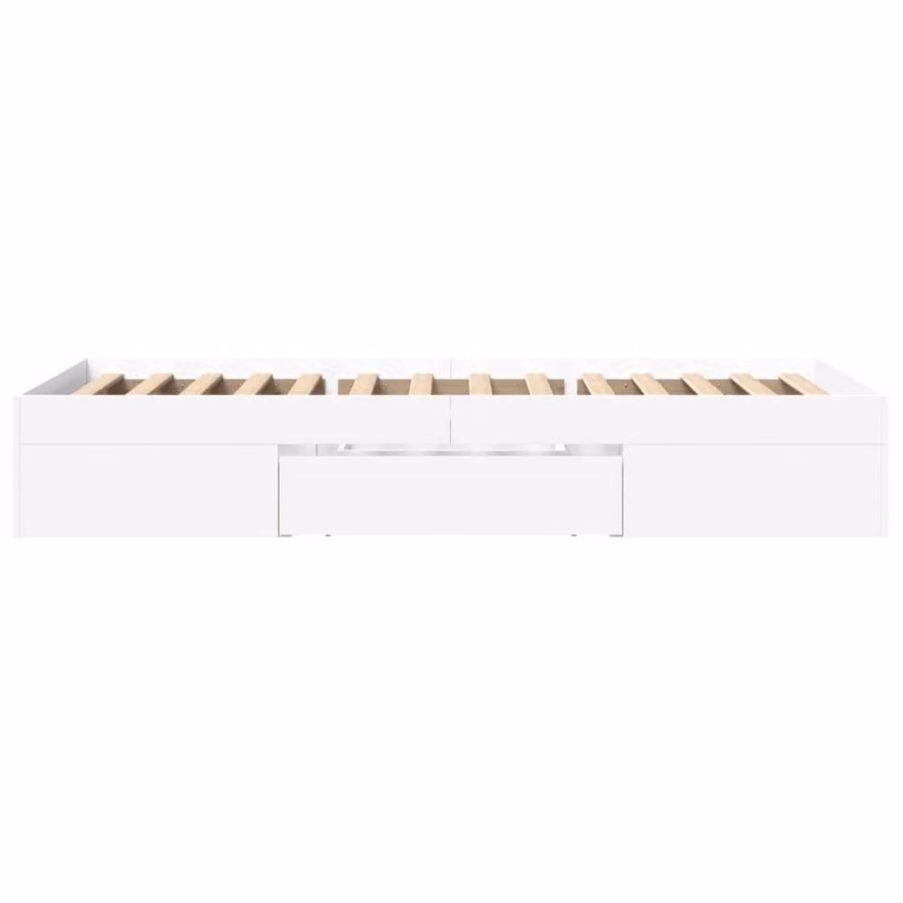 Berkfield Home Small Single Wood Bed Frame with Drawers, White, W: 75 cm, L: 190 cm – 3
