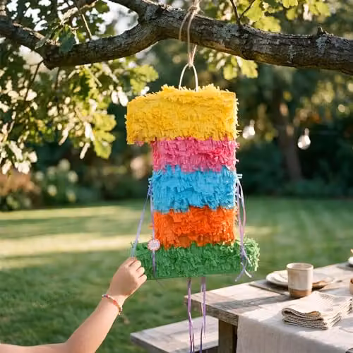 Fax Potato Number 1 Pop-Out Piñata Set with Blue Stick and Blindfold, Multicolour Birthday Party Decoration Pack – 6