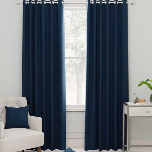 Linda Barker Royal Velvet Made to Measure Navy Blue Eyelet Curtain Panel
