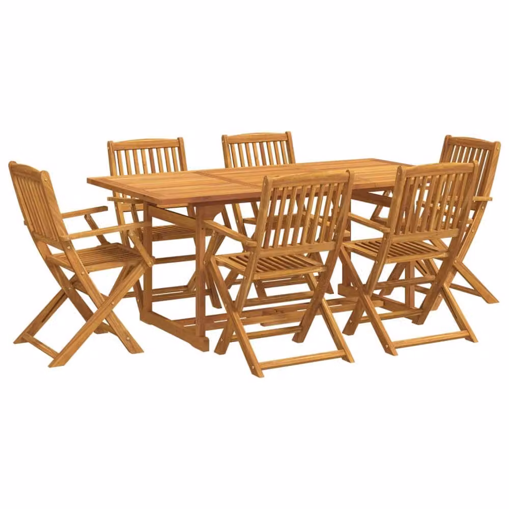 Berkfield Home 7 Piece Brown Acacia Wood Garden Dining Set, W/D/H: 180 x 90 x 75 cm – 2
