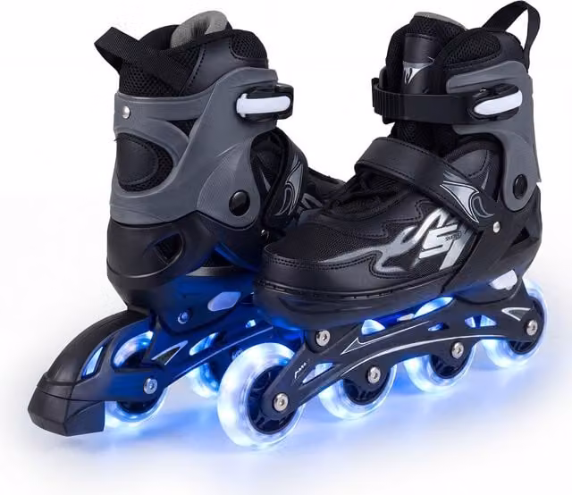 Costway Kids Inline Skates with Light and Sound, Height Adjustable, Grey