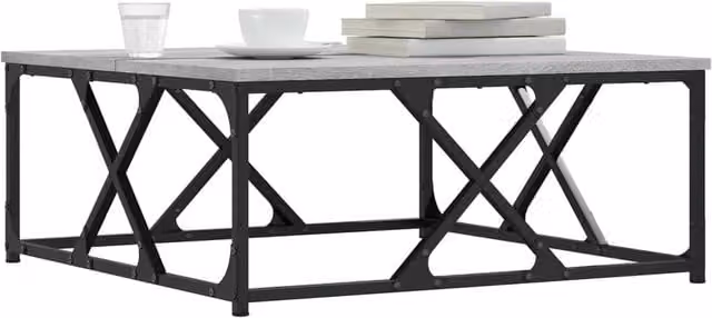 Berkfield Home Grey Sonoma Decorative Square Coffee Table with X-Frame Metal Legs, W/D/H: 70 x 70 x 30 cm – 1