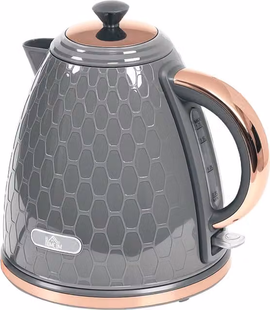 HOMCOM 3kW Rapid Boil Honeycomb Glass Kettle with Auto Shut-off and PID Control, Grey