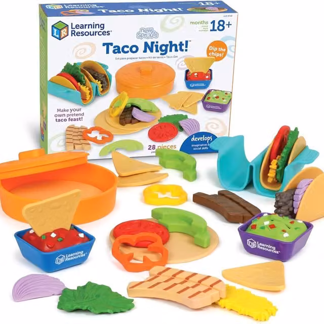Learning Resources Taco Night 28 Piece Play Food Set in Multicolour and White