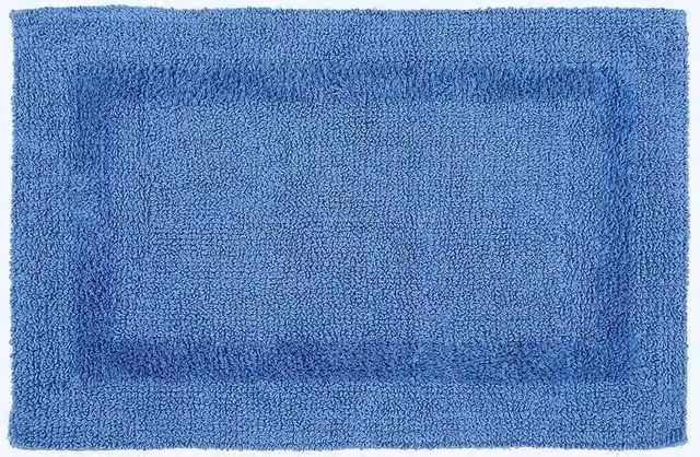 Homescapes Luxury Reversible Cotton Bath Mat, Blue, W: 50 cm, D: 80 cm