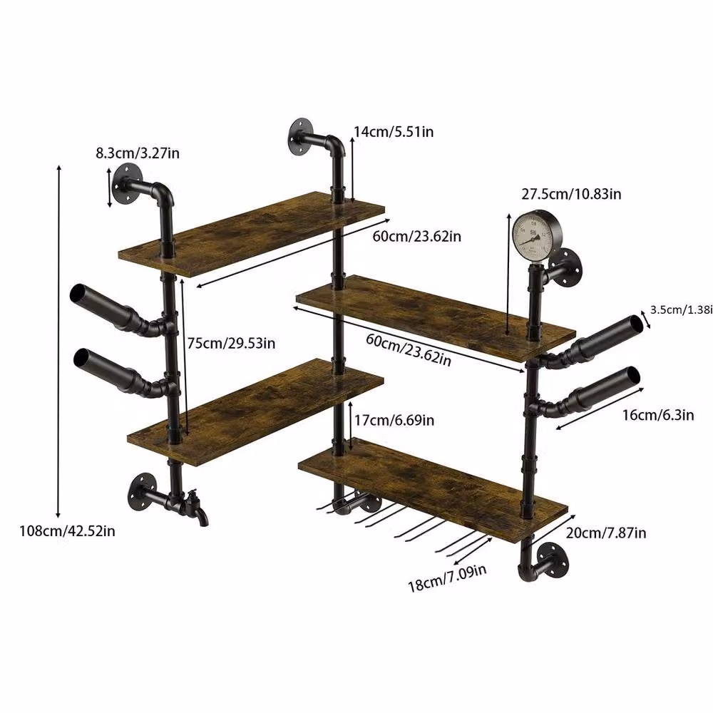 Kelvenix Industrial Corner Wall Mounted Wine Rack Display Shelf in Black – 2