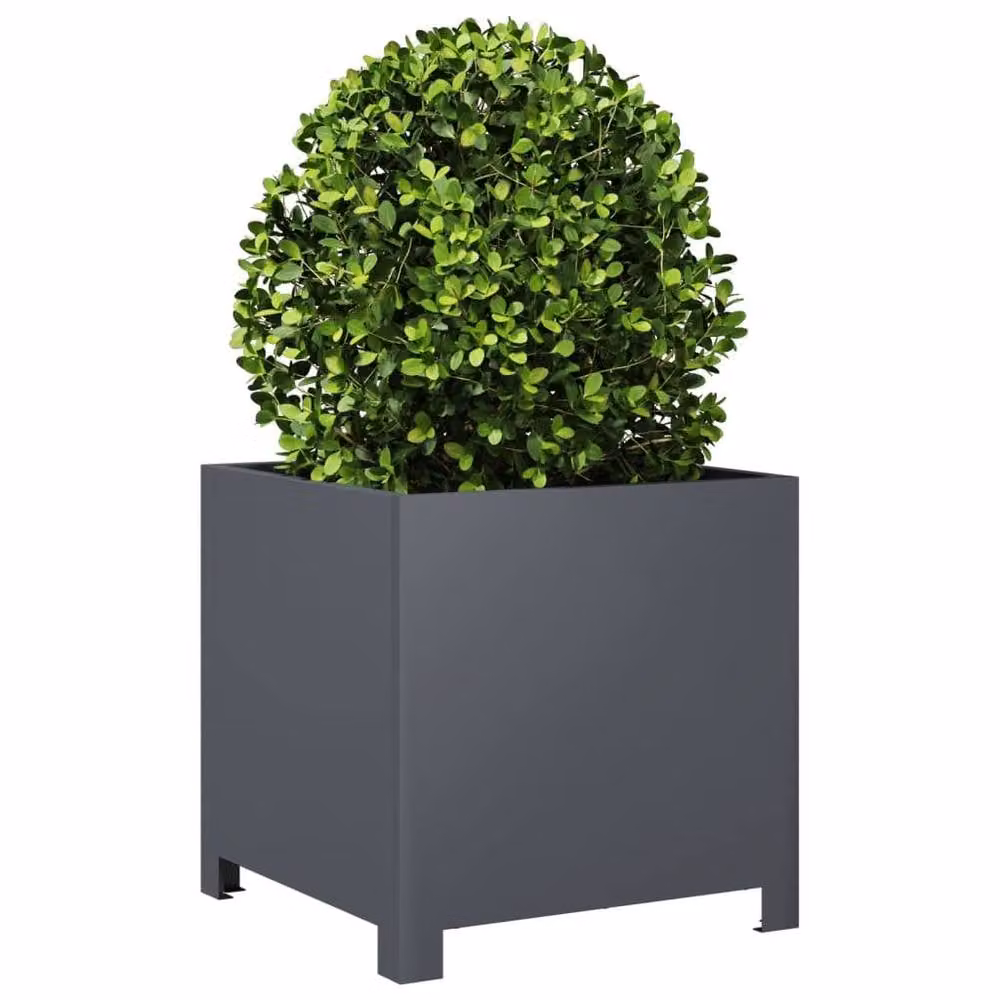 Berkfield Home Steel Garden Planter Tub in Anthracite, W/D/H: 40 x 40 x 40 cm – 3