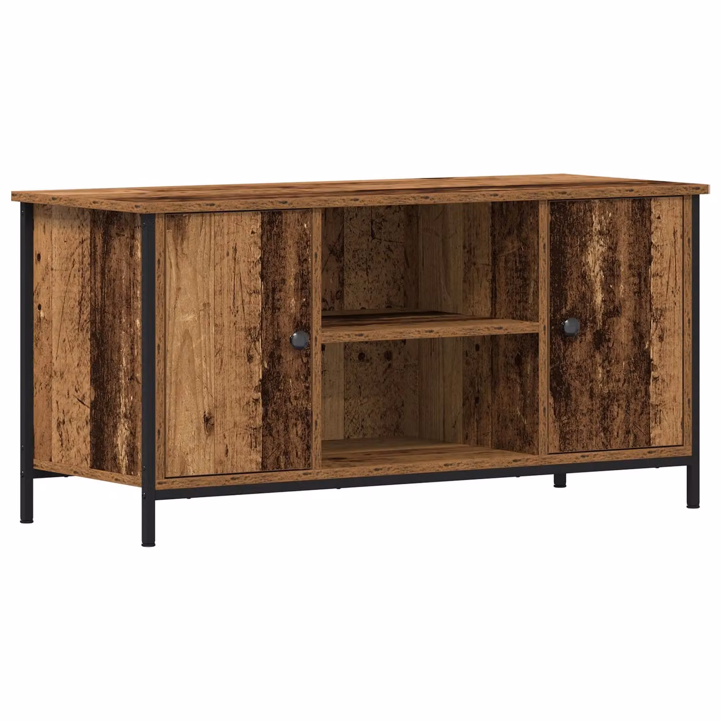 Berkfield Home Rustic TV Cabinet in Brown, Engineered Wood and Steel, W/D/H: 100 x 40 x 50 cm – 2