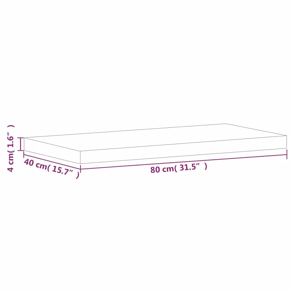 Berkfield Home Solid Wood Beech Bathroom Countertop, Brown, W: 80 cm, D: 40 cm, H: 4 cm – 3