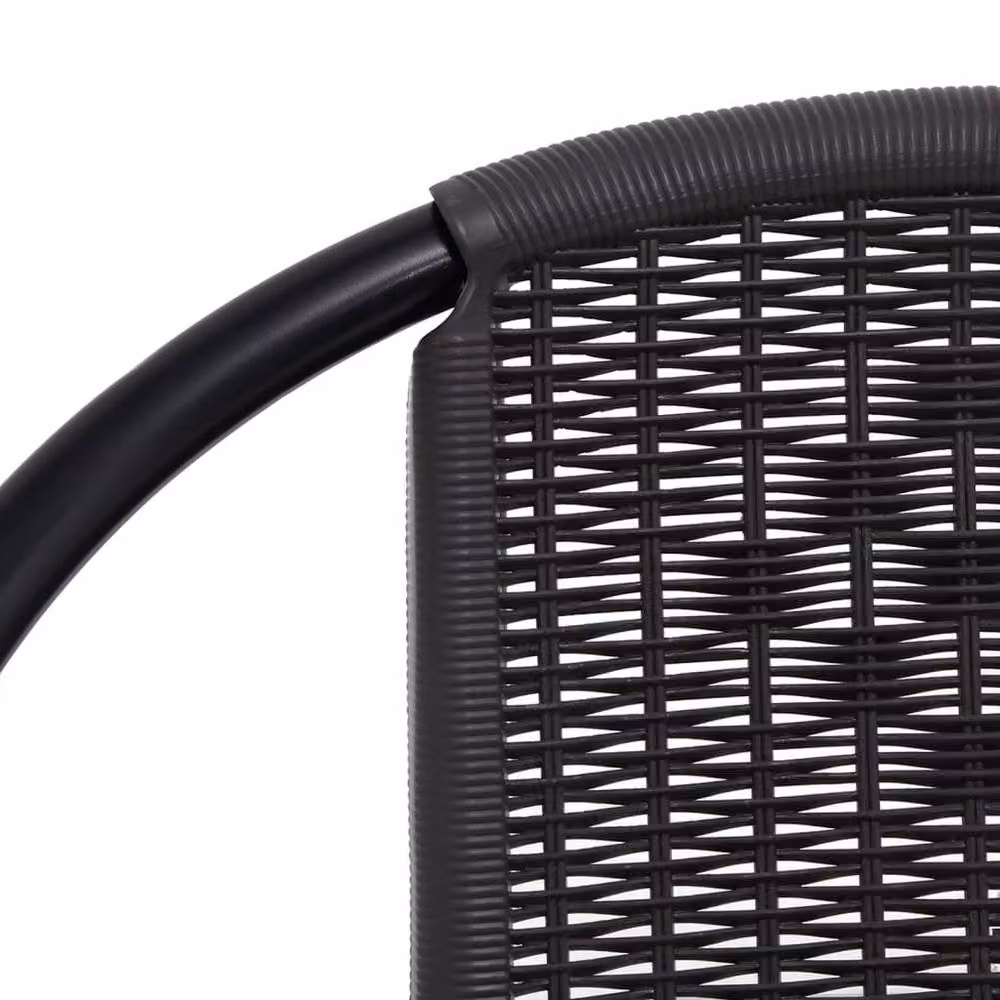 Berkfield Home Set of 6 Modern Black Plastic Rattan and Steel Garden Chairs – 5