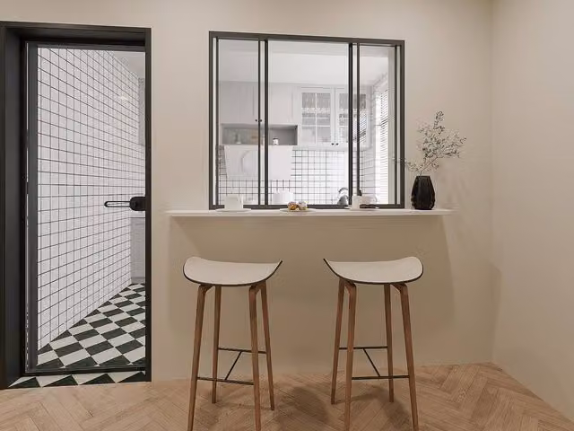 Vente-unique Ravena Industrial Sliding Glass Partition in Black, W/H: 120 x 105 cm – 1