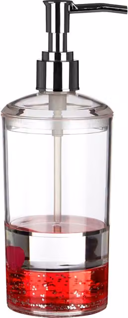 Orsina Floating Hearts Acrylic Lotion Dispenser in Transparent, Red and Silver, W/D/H: 7 x 7 x 19 cm – 4