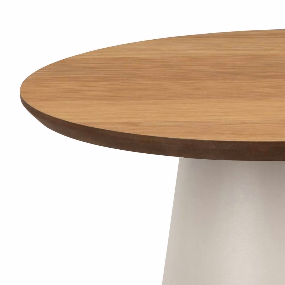 Wyld Haus Hamburg Round Oak Veneer Coffee Table in Natural Oak with Grey Steel Base, W: 45 cm, D: 45 cm, H: 48 cm – 4