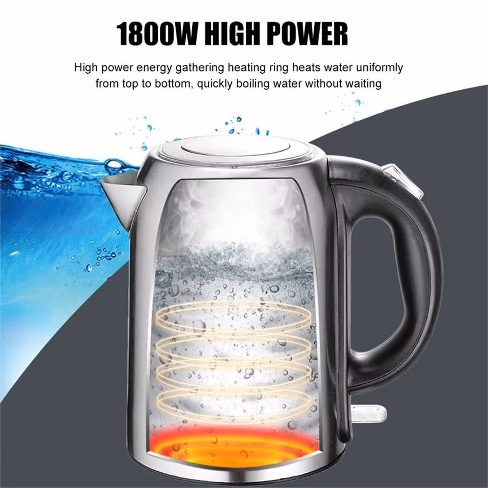KORVIXA 2L Stainless Steel Electric Kettle, 2200W Fast Boil, Silver – 3